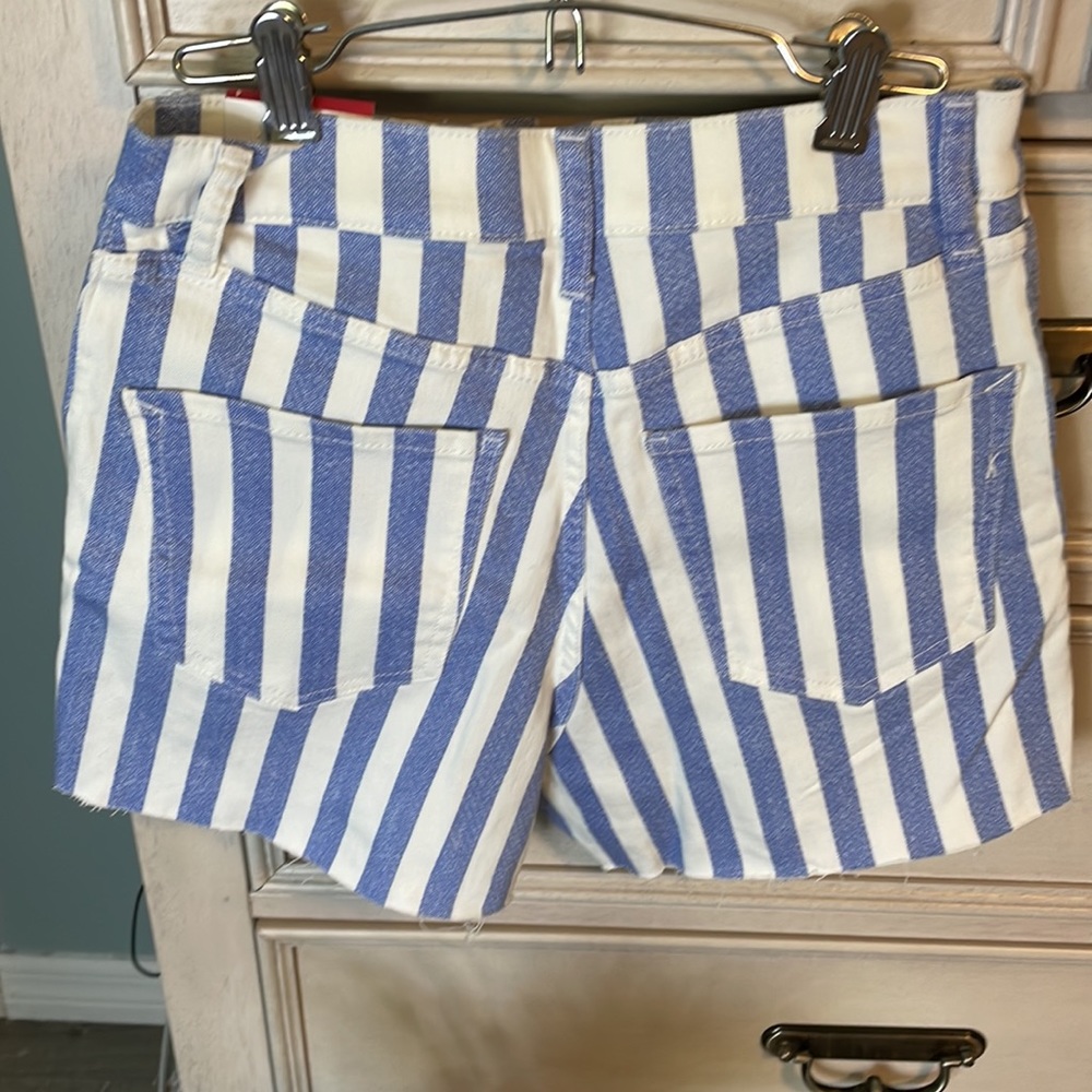Express Shorts Womens Blue White Striped Mom Super High Rise Stretch  size 4 NWT - Picture 3 of 5
